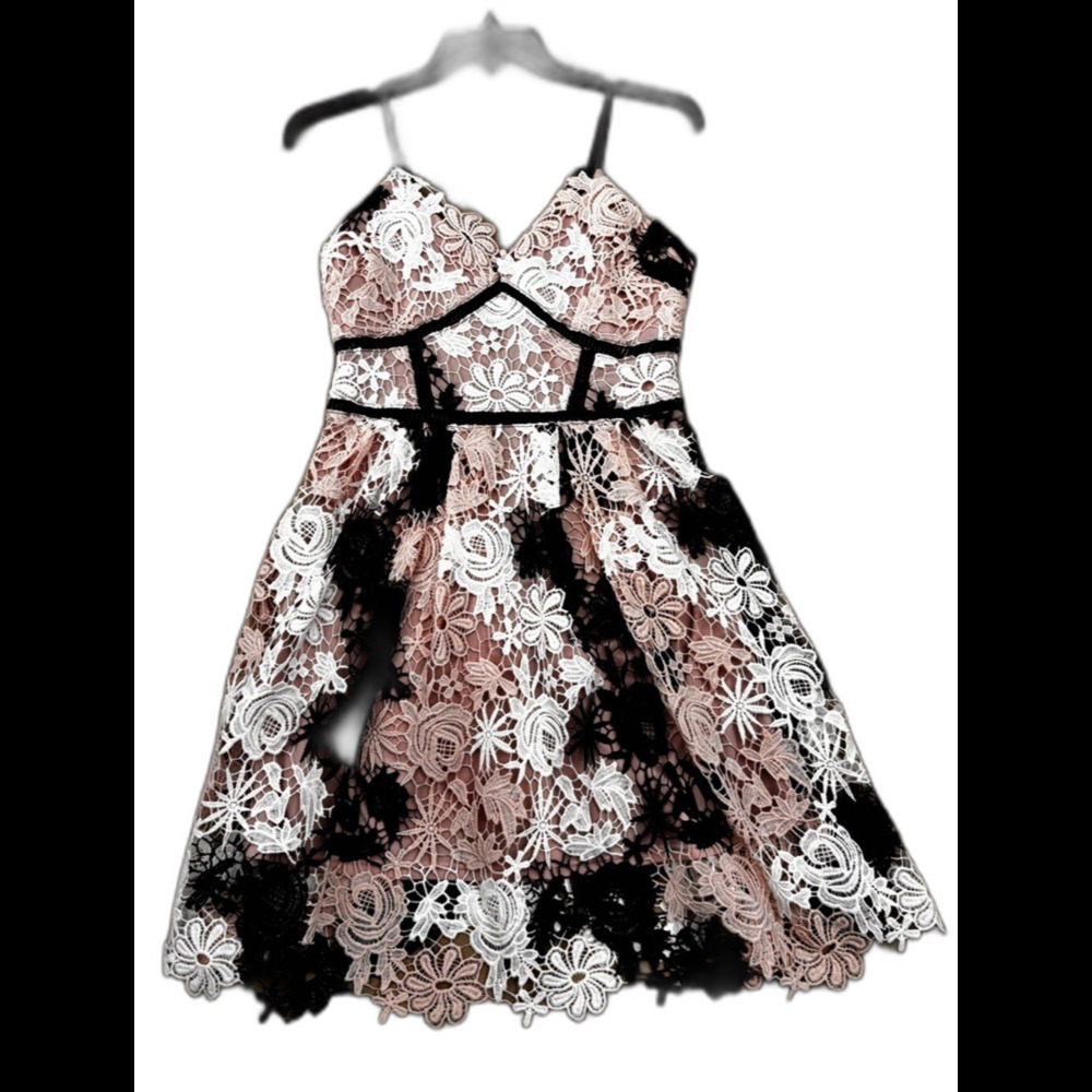 Aqua Fit and Falre Dress Women's Size M Pink Black Lace